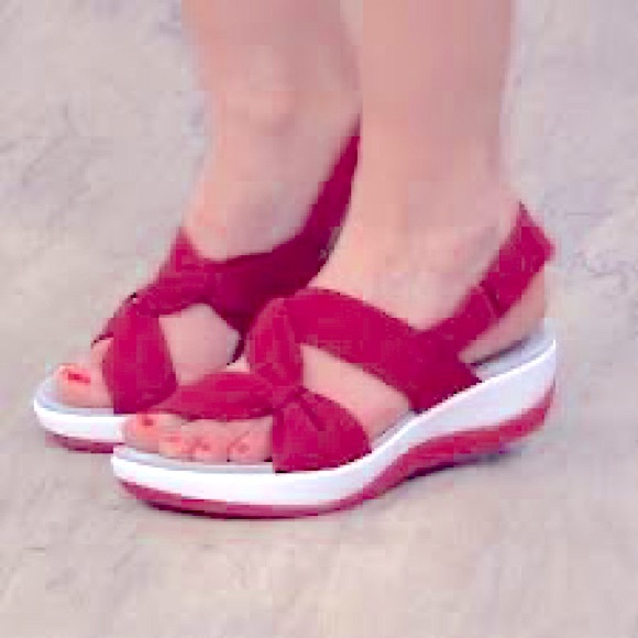 »-Clarks-»Cloudstepper Adjust Strappy Cloth Sandal Platform OpenToe Soft… - Picture 14 of 16